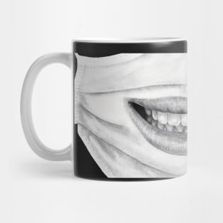 chilling smirk mask covid drawing hyperrealism Mug